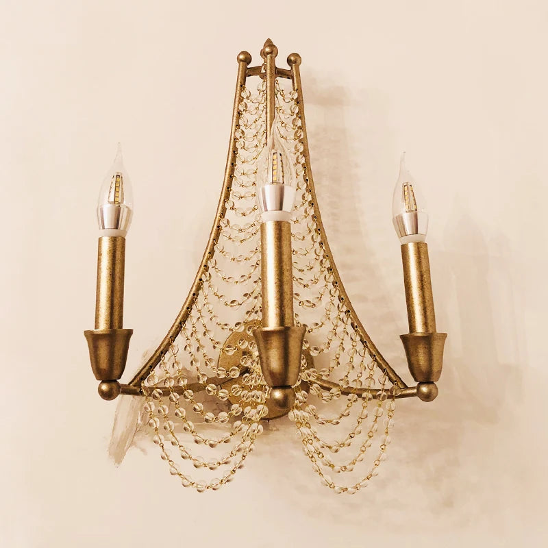 applique murale à bougie led éclairage cristal rétro décoratif - vue 3 sur 8