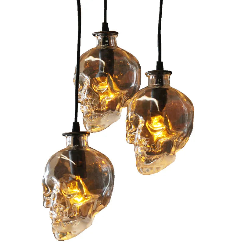 Suspension loft américain rétro led crâne bouteille vin décoration café