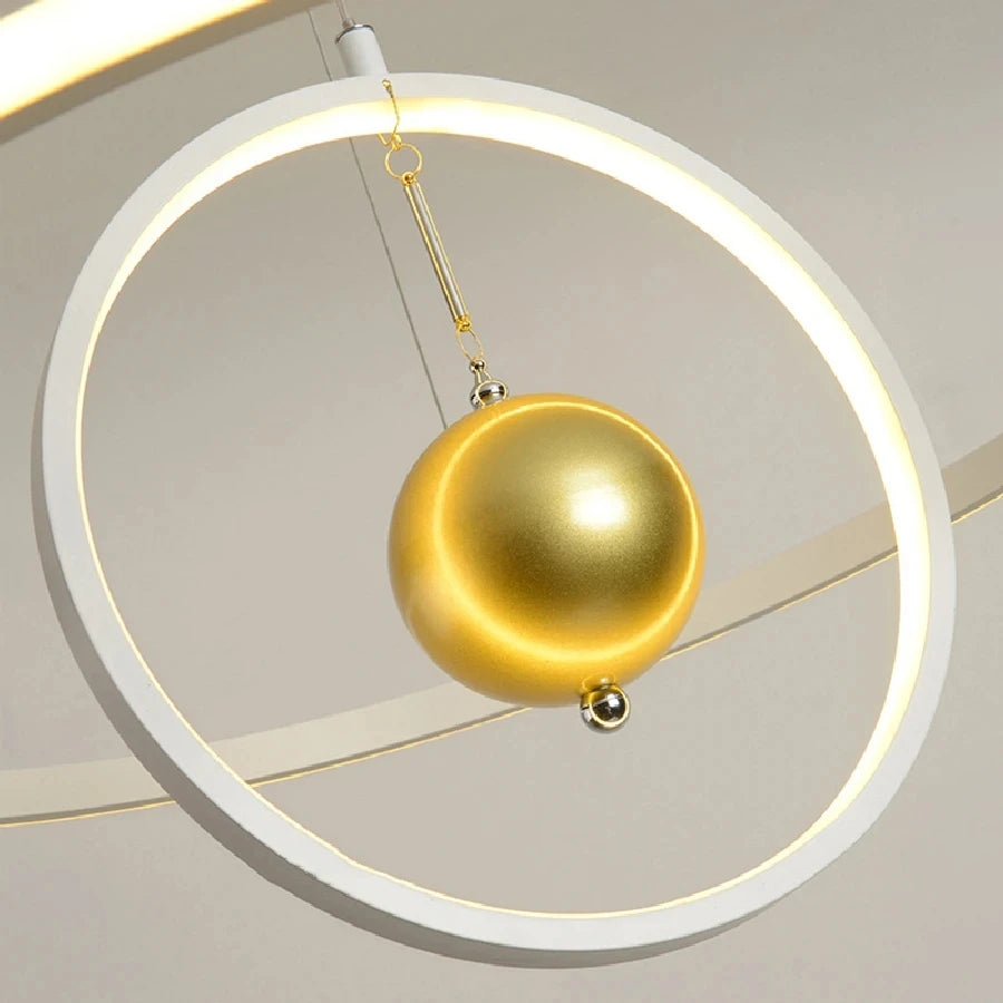 lustre circulaire en boule de fer avec luminaires led pour décoration - vue 5 sur 8