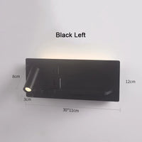 lampe de chevet murale avec chargement sans fil usb type-c et projecteur rotatif