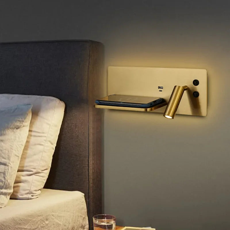 applique murale usb led sans fil luxe multi-fonction avec interrupteur - vue 4 sur 13
