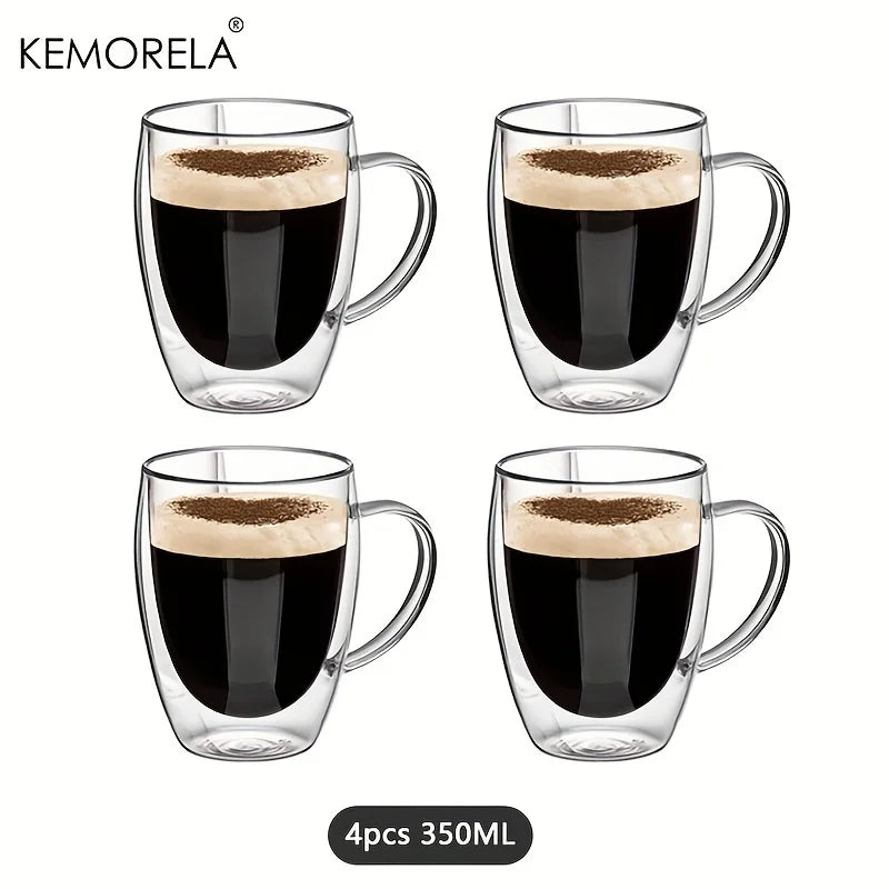 Lot tasses café double paroi verre anse 350ml - vue 8 sur 9