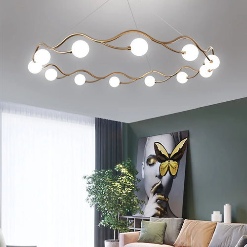 Nordischer LED-Kronleuchter mit einfachem Ring für dekorative Innenbeleuchtung - vue 3 sur 8