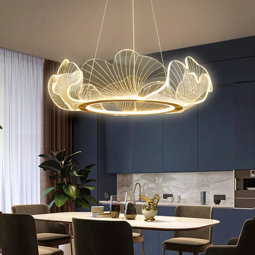 lustre led postmoderne de luxe réglable lotus feuille minimaliste