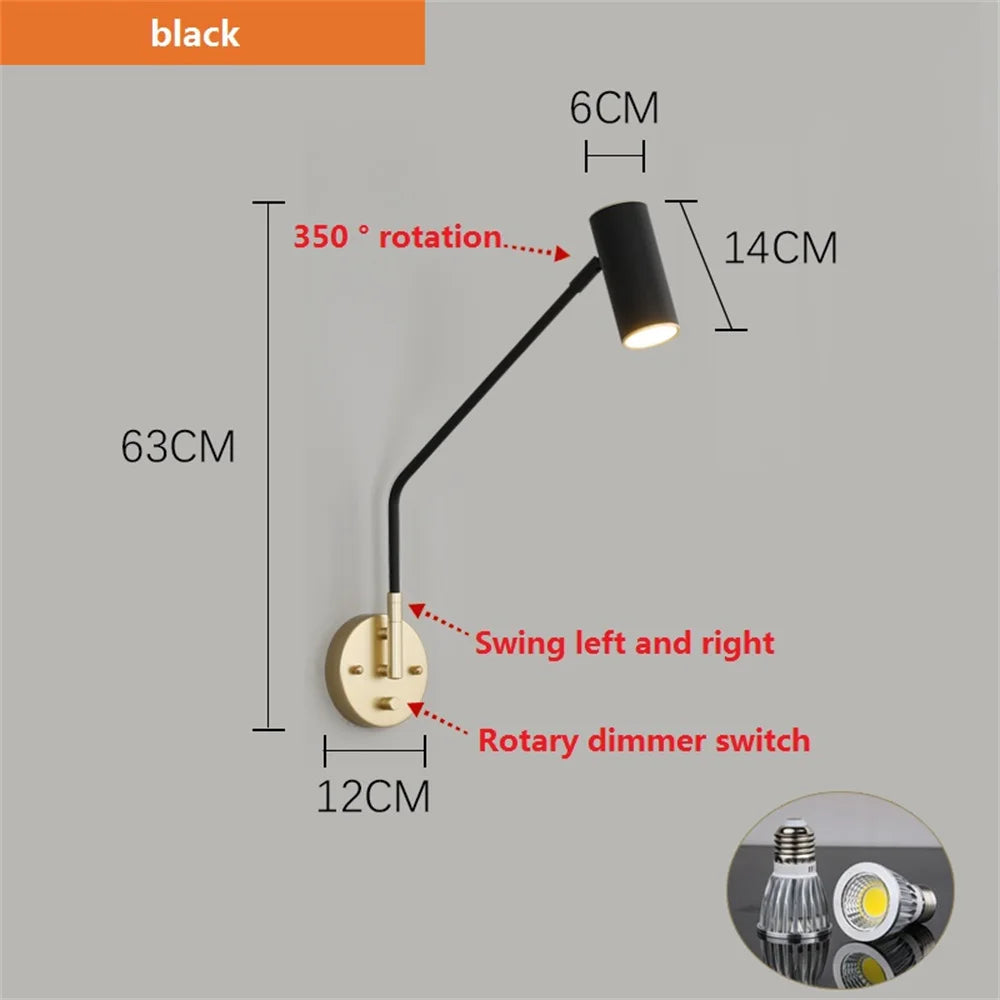 Moderne schwenkbare Wandleuchte mit Dimmer dekorativ