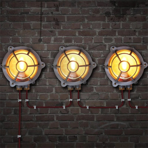 Industrielle Vintage-Wandleuchte Außenbeleuchtung IP65 aus Eisen und Glas