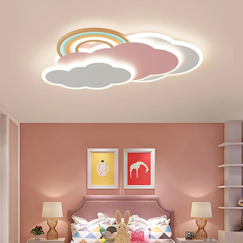 plafonnier nuage arc-en-ciel romantique pour princesse avec télécommande en option - vue 6 sur 8
