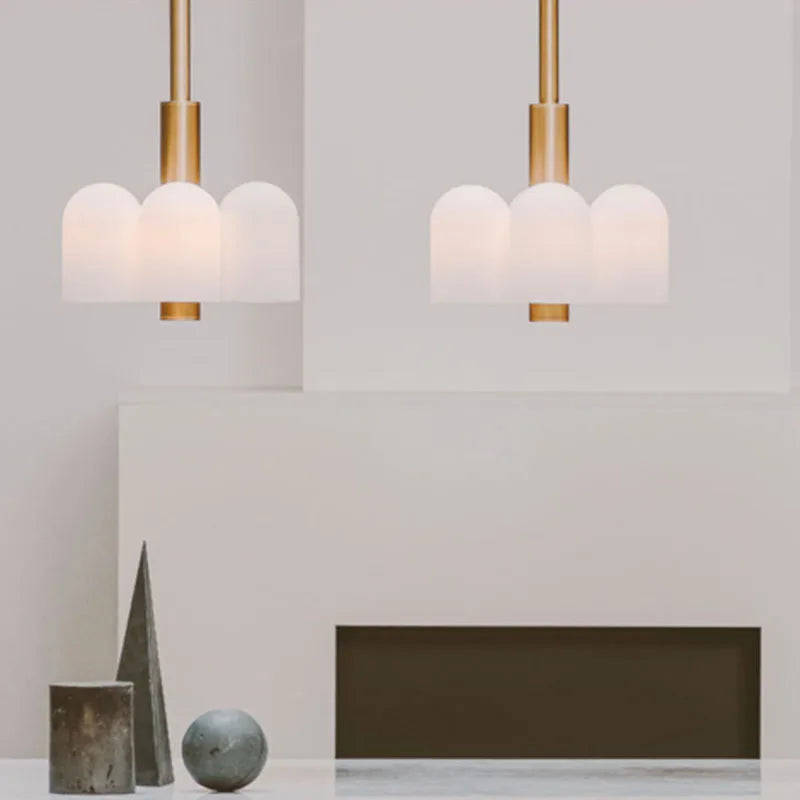 lustre led en verre style art déco éclairage moderne suspendu - vue 6 sur 13