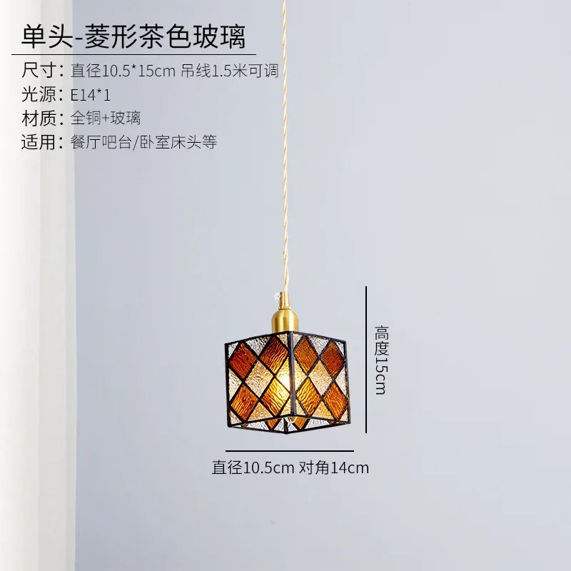 Deckenleuchte Cube im Tiffany-Stil aus Buntglas für stilvolle Inneneinrichtung