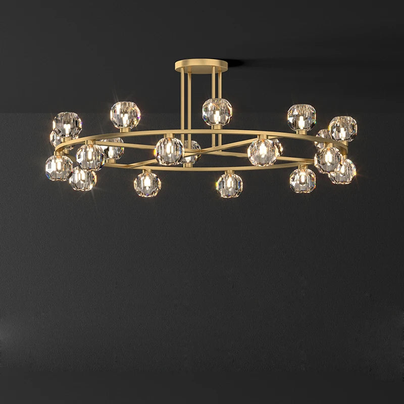 Art-déco-Deckenleuchte gold schwarz Design Kristall - vue 3 sur 24