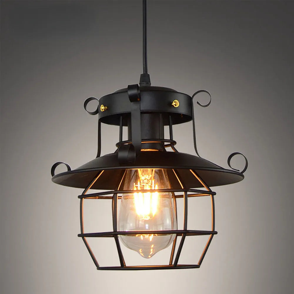 Loft Vintage suspension nordique rétro fer lumières industrielle suspension lampe luminaire pour café Bar décor à la maison abat-jour