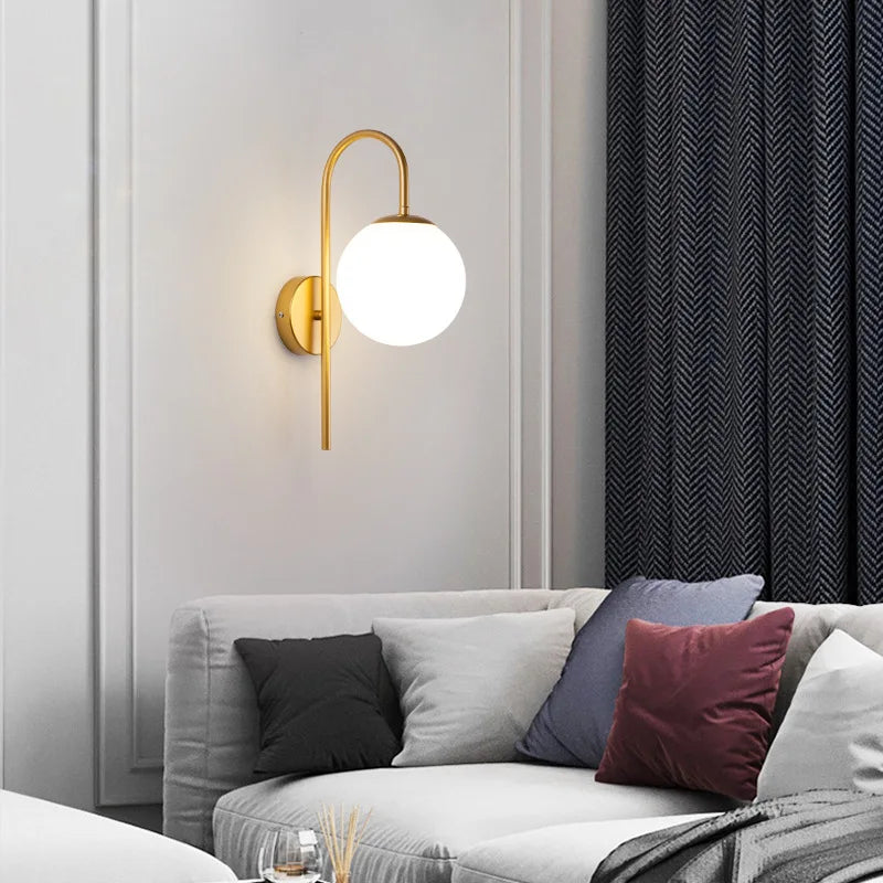 Kreative LED-Wandleuchte mit Glaskugel für Wohnzimmer und Flur - vue 5 sur 9