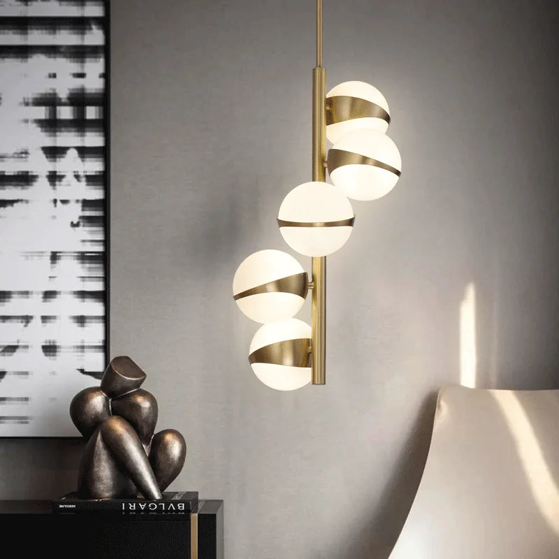 plafonnier nordique en cuivre créatif simple lustre à haricots magiques moléculaires - vue 4 sur 8