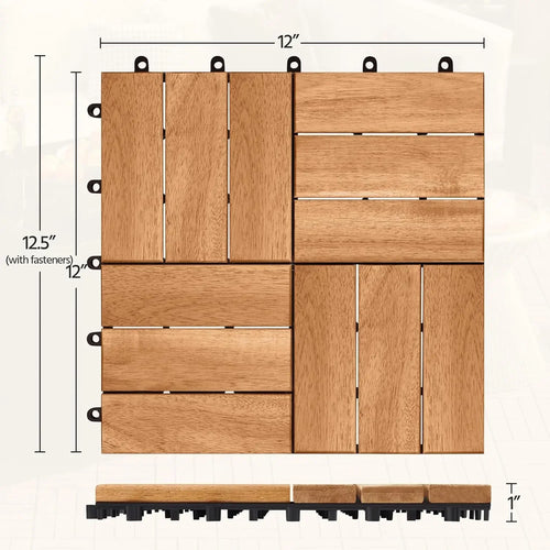 Kit 108 dalles terrasse acacia emboitables impermeables 30cm - vue 8 sur 7