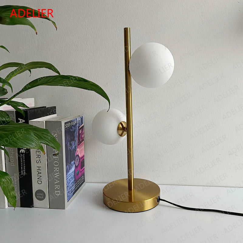 lampe de table style nordique boule de verre simple décorative en fer ou or - vue 5 sur 8