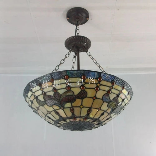lustre en verre tiffany classique style européen pour décoration intérieure