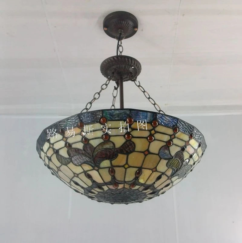 lustre en verre tiffany classique style européen pour décoration intérieure - vue 4 sur 6