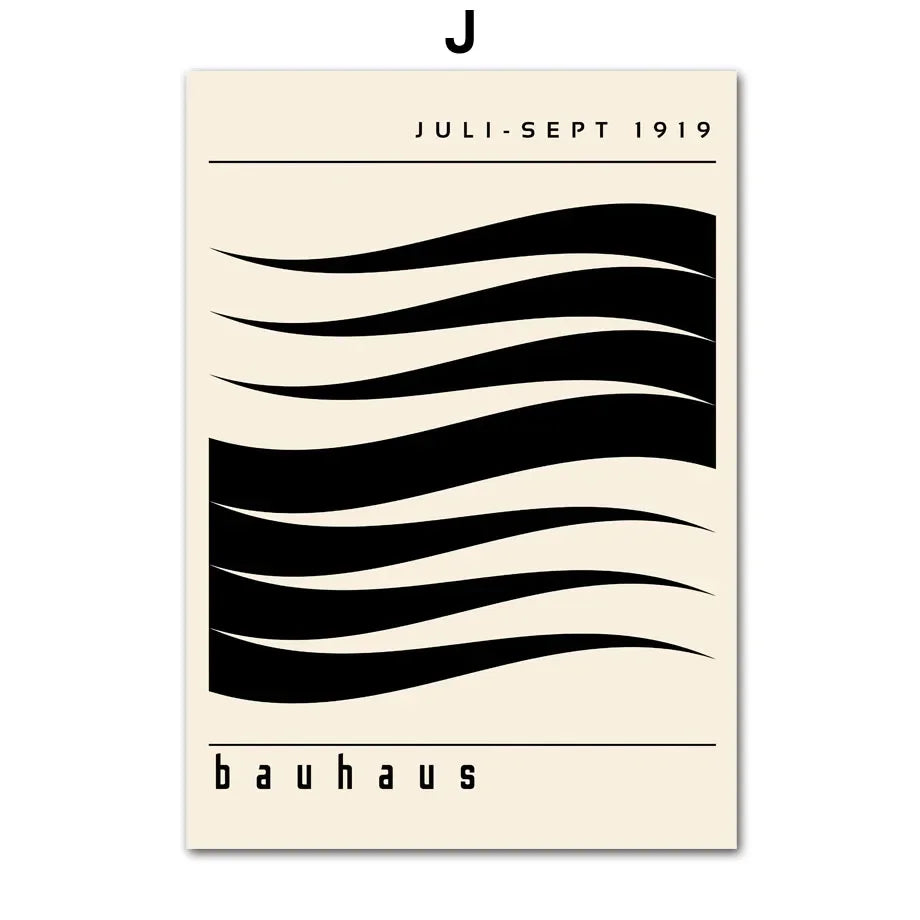 abstrait bauhaus lignes rayées art mural moderne décoration intérieure - vue 13 sur 16