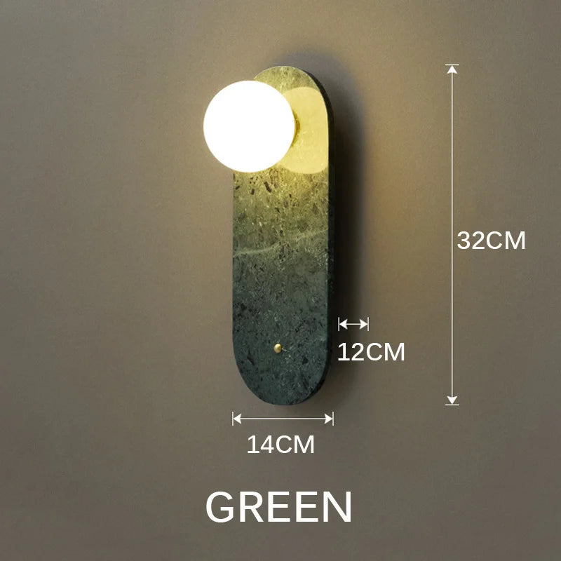 applique murale foyer luxe marbre blanc vert hôtel - vue 8 sur 8