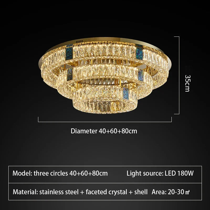 plafonnier en cristal de luxe à led pour décoration intérieure - vue 8 sur 15