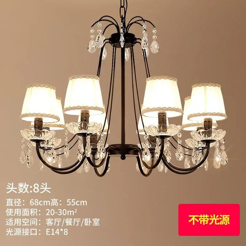 lustre rétro en fer et cristal style américain créatif - vue 10 sur 12