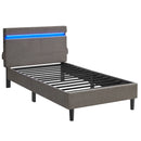 VASAGLE Metal Single Bed, 90 x 190 cm, Bed Frame, with Headboard, LED Lighting, USB and Type-C Port, Modern Style