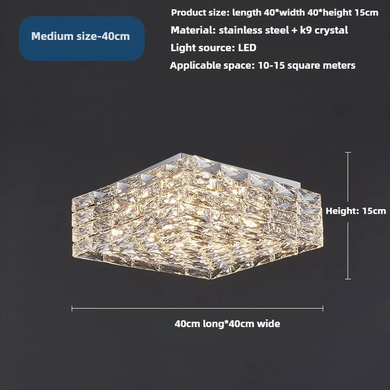 Deckenleuchte aus Edelstahl und Kristall modernes kreatives quadratisches Design