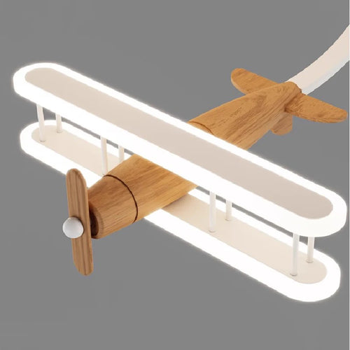Deckenleuchte Flugzeug aus Holz für modernes und gemütliches Kinderzimmer - vue 7 sur 8