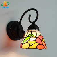 Tiffany-Nachttischlampe Vogel aus Glas für die Innendekoration