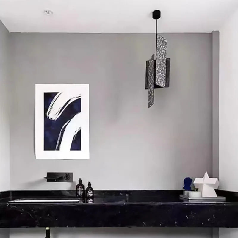 Verstellbare Art-déco-Pendelleuchte aus Terrazzo für ein elegantes Interieur - vue 3 sur 9