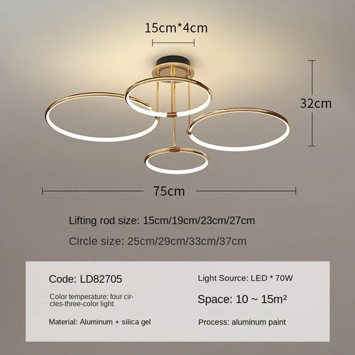 lustre décoratif moderne en anneau pour intérieur élégant