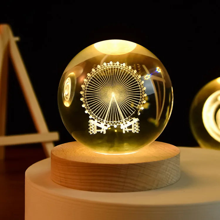 boule de cristal 3D système solaire gravé cadeau décoratif - vue 9 sur 32