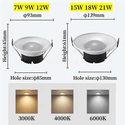 plafonnier led encastré à intensité variable pour décoration intérieure