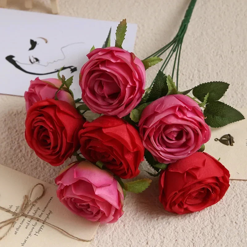 bouquet de roses artificielles en soie pour décoration élégante - vue 8 sur 17
