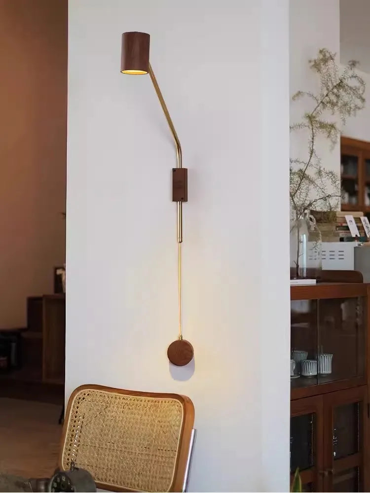 applique murale vintage en bois bras oscillant pour hôtel café - vue 5 sur 8