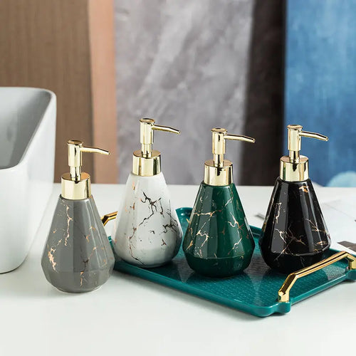 bouteille en céramique marbrée avec diamants pour rangement décoratif