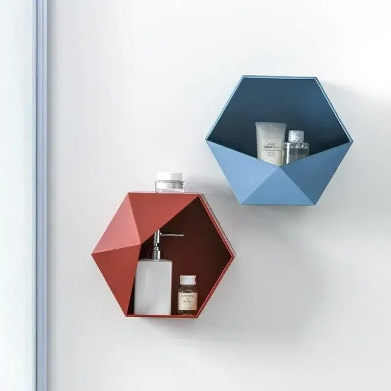support mural en bois hexagonal pour livres et décorations - vue 5 sur 12
