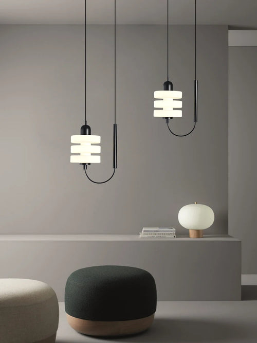 Kronleuchter aus schwarzem und weißem Glas modernes elegantes Design - vue 3 sur 7