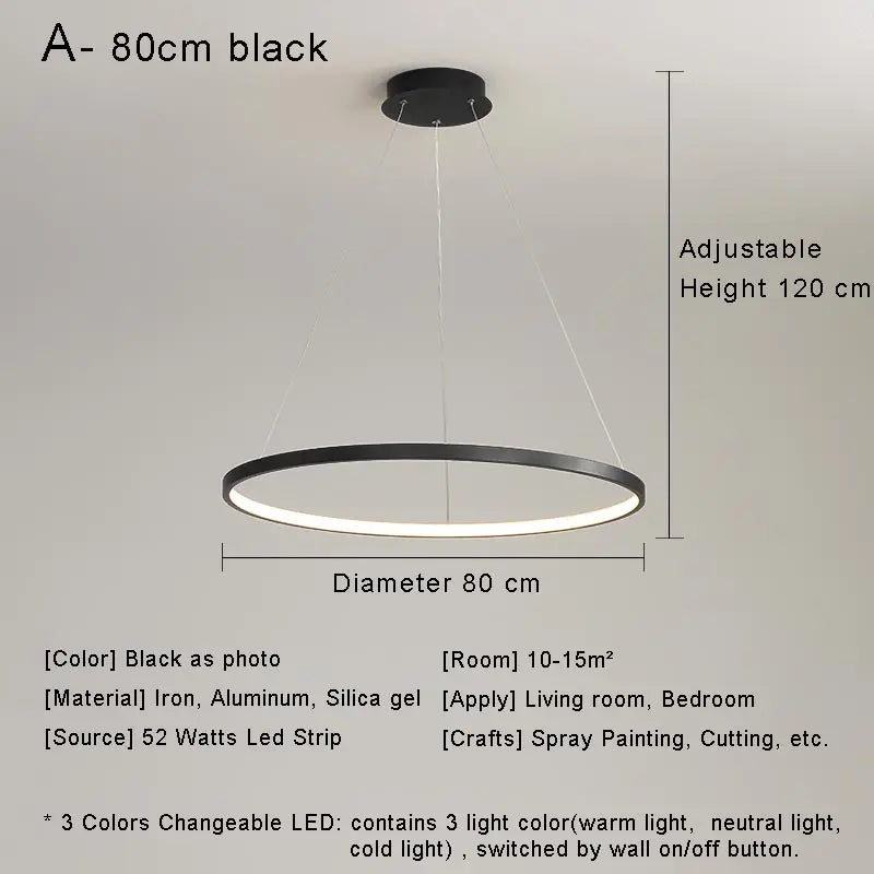 Moderner LED-Ring für minimalistische Dekoration als Pendelleuchte