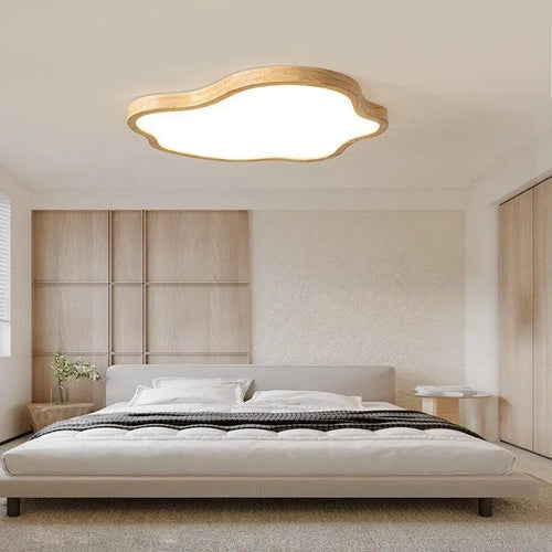 LED-Deckenleuchte nordisch Holz Wolkenform moderne dekorative Beleuchtung - vue 4 sur 8