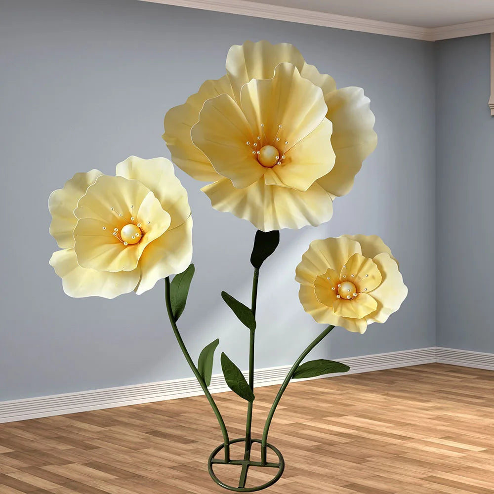 décoration mariage ensemble fleurs artificielles pavot géant pour scène - vue 5 sur 17