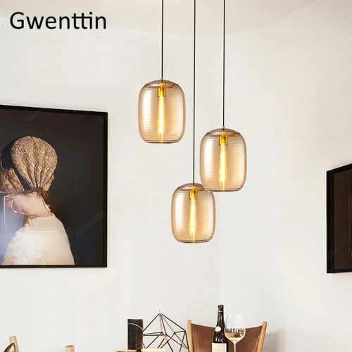 Pendelleuchte aus getöntem Glas für moderne Wohnräume - vue 5 sur 8