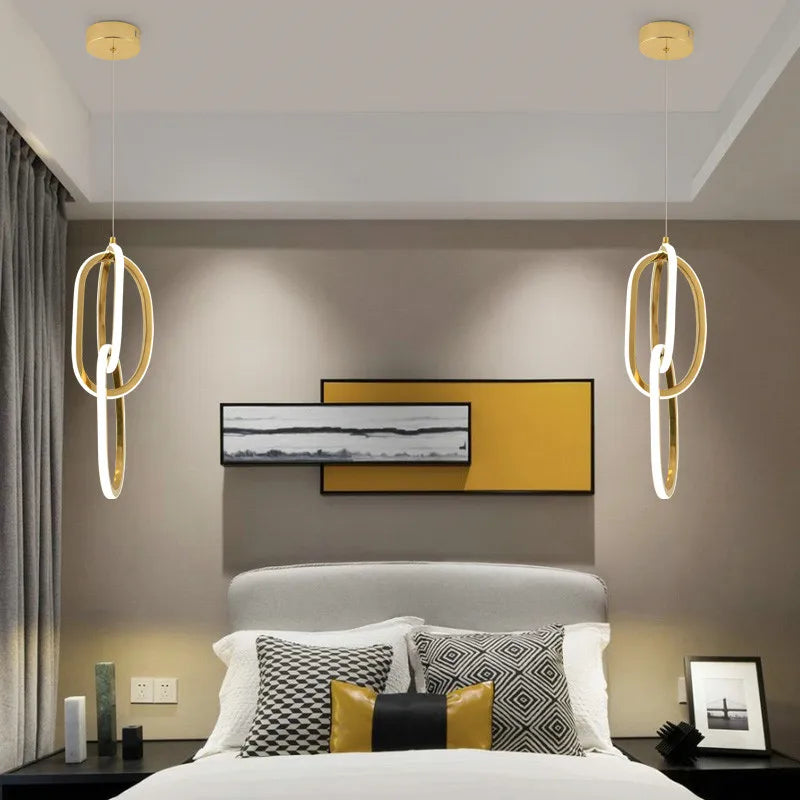 Modern Creative Stainless Steel Led Dining Room Chandelier Golden Staircase Living Room Light, Hanging Chandelier In Bedroom - vue 5 sur 11