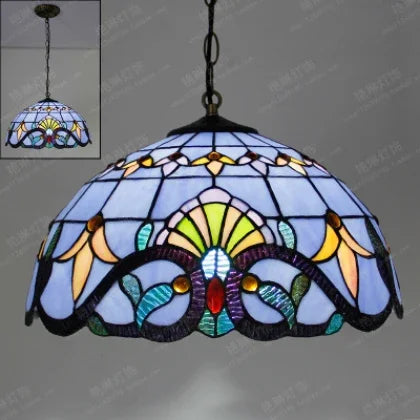 Dekorative Tiffany-Pendelleuchte aus Glas im nordischen Stil mit Pfauenmotiv, handgefertigt