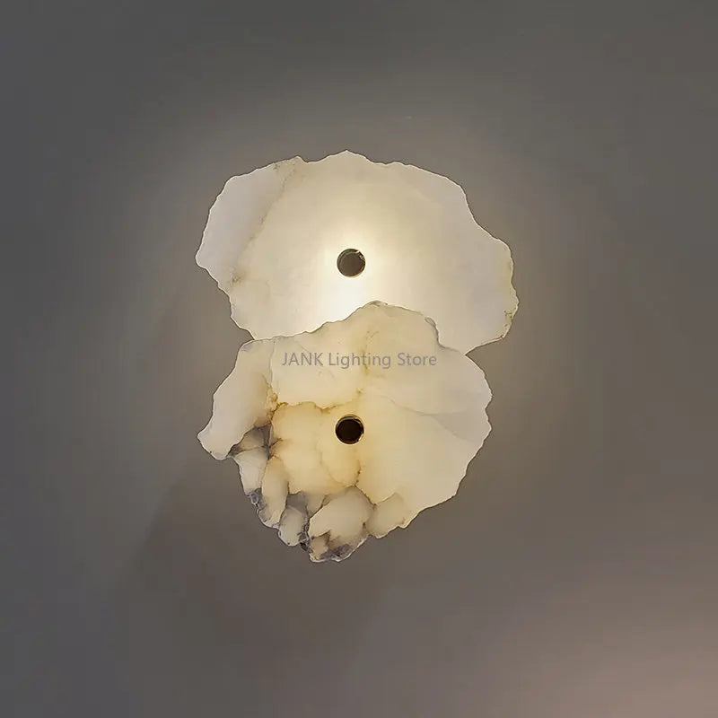 applique murale led design moderne en marbre et cuivre - vue 2 sur 12