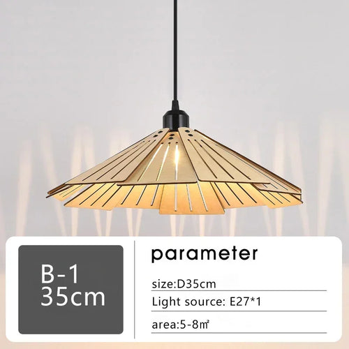Minimalistischer Kronleuchter aus Walnussholz für modernes Vintage-Interieur - vue 9 sur 14