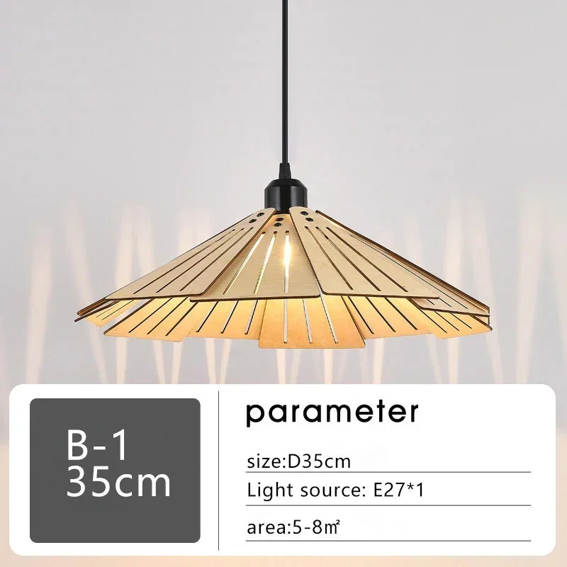 Minimalistischer Kronleuchter aus Walnussholz für modernes Vintage-Interieur - vue 8 sur 14
