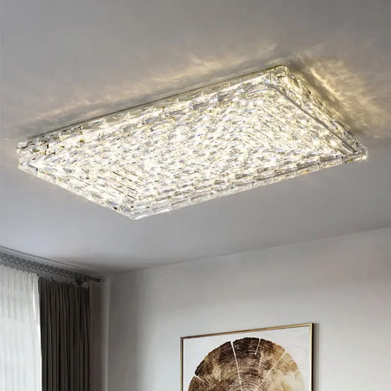 Plafonnier led carré en cristal luxe pour décoration intérieure