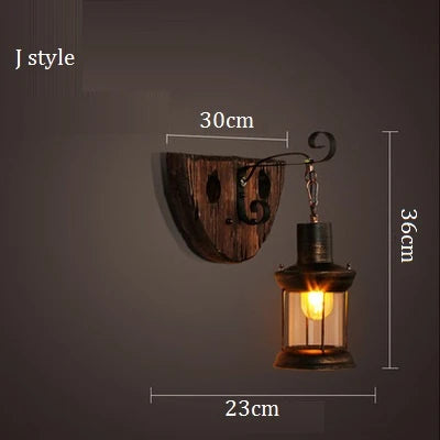 applique murale vintage en bois avec abat-jour en verre et métal - vue 15 sur 16