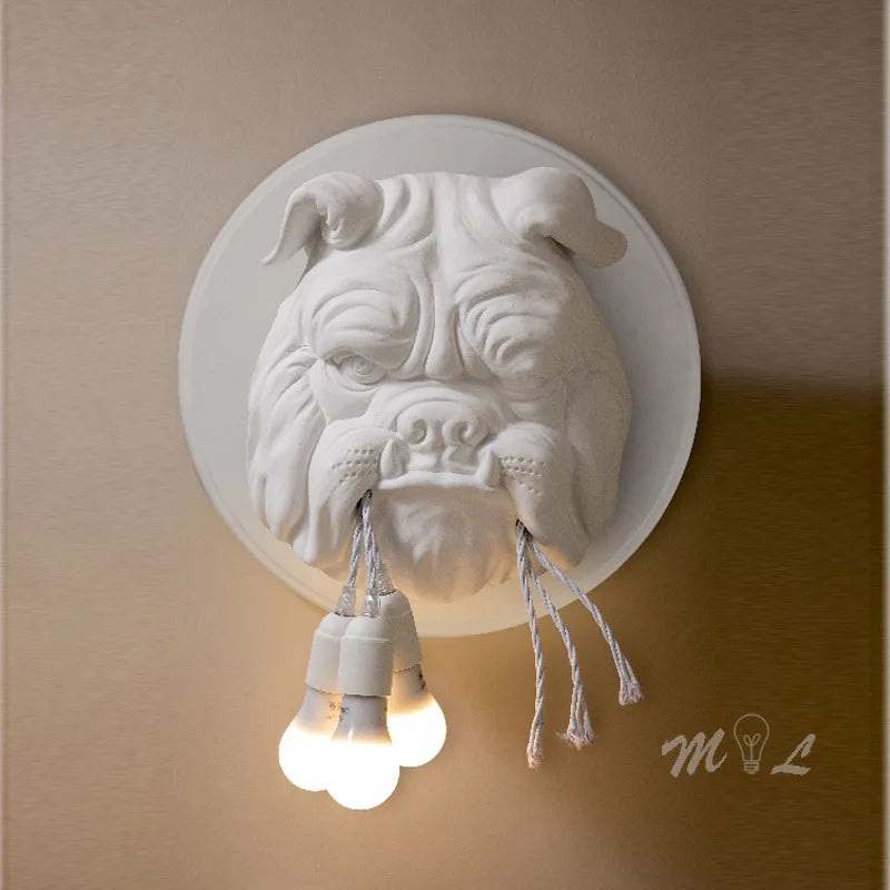 applique murale en résine décorative avec tête de chien nordique - vue 3 sur 8